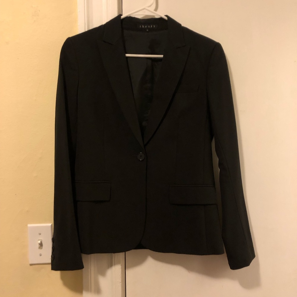 Theory Tailored Single Button Blazer Black